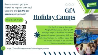 π€Έπ»ββοΈπ GfA Holiday camps β Camps available for registration now!
For the first time at Koorana, Morphettville we are offering GfA Holiday Camps. A fun filled 90 minute session of games, gymnastics skills and activities. Suitable for children aged 5 to 15, you do not need to be a current Koorana member to attend so reach out and get your friends to register as well!
βοΈ Sessions are $25.00 per session per gymnast.
Register here: https://portal.iclasspro.com/kooranagym/camps/17?days=4&sortBy=time
We hope to see you in the gym soon!
#gymnasticsforall #holiday #camps #fun